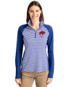 Buffalo Bills Historic Cutter & Buck Forge Tonal Stripe Stretch Half Zip Womens Top Tour Blue Front Thumbnail Image
