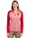 View image 4: Atlanta Falcons Historic Cutter & Buck Forge Tonal Stripe Stretch Half Zip Womens Top Cardinal Red Front