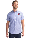 Denver Broncos Historic Cutter & Buck Stretch Oxford Mens Short Sleeve Dress Shirt French Blue Front Thumbnail Image