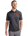 Cincinnati Bengals Historic Cutter & Buck Advantage Tri-Blend Space Dye Mens Big and Tall Polo Dark Black Front Thumbnail Image