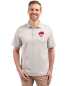 Buffalo Bills Historic Cutter & Buck Virtue Recycled Stripe Featherlight Pique Mens Big & Tall Polo Polished Medium Gray Front Thumbnail Image