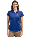 Denver Broncos Historic Cutter & Buck Forge Stretch Womens Short Sleeve Polo Tour Blue Front Thumbnail Image
