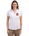 Denver Broncos Historic Cutter & Buck Forge Stretch Womens Short Sleeve Polo White Front Thumbnail Image