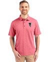 Atlanta Falcons Historic Cutter & Buck Forge Heathered Stretch Mens Polo Cardinal Red Heather Front Thumbnail Image