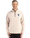 Indianapolis Colts Historic Cutter & Buck Adapt Recycled Soft Knit Stretch  Mens Quarter Zip Pullover Wheat Front Thumbnail Image