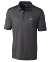 Detroit Lions Historic Cutter & Buck Pike Mini Pennant Print Stretch Mens Polo Black Mannequin Thumbnail Image