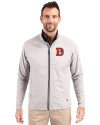 Denver Broncos Historic Cutter & Buck Adapt Eco Knit Hybrid Recycled Mens Full Zip Jacket Polished Medium Gray Front Thumbnail Image