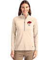 Buffalo Bills Historic Cutter & Buck Adapt Eco Knit Stretch Recycled Womens Half Zip Pullover Wheat Front Thumbnail Image