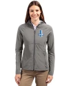 Detroit Lions Historic Cutter & Buck Adapt Eco Knit Hybrid Recycled Womens Full Zip Jacket Elemental Grey Front Thumbnail Image