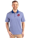 Buffalo Bills Historic Cutter & Buck Forge Tonal Stripe Stretch Mens Big and Tall Polo Tour Blue Front Thumbnail Image