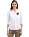Chicago Bears Historic Cutter & Buck Virtue Eco Pique Recycled Half Zip Pullover Womens Hoodie White Front Thumbnail Image