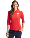 View image 4: Buffalo Bills Historic Cutter & Buck Virtue Recycled Featherlight Pique Womens Half Zip Hooded Pullover Red Front