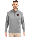 Chicago Bears Historic Cutter & Buck Adapt Eco Knit Stretch Recycled Mens Big and Tall Quarter Zip Pullover Polished Medium Gray Front Thumbnail Image