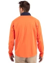 Chicago Bears Historic Cutter & Buck Adapt Eco Knit Hybrid Recycled Mens Quarter Zip College Orange/Navy Blue Back Thumbnail Image