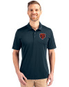 Chicago Bears Historic Cutter & Buck Prospect Eco Textured Stretch Recycled Mens Big & Tall Polo Navy Blue Front Thumbnail Image