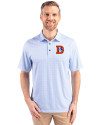 Denver Broncos Historic Cutter & Buck Pike Double Dot Print Stretch Mens Polo Tour Blue Front Thumbnail Image