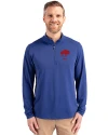 Buffalo Bills Historic Cutter & Buck Virtue Eco Pique Recycled Quarter Zip Mens Pullover Tour Blue Front Thumbnail Image