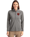 Chicago Bears Historic Cutter & Buck Adapt Eco Knit Stretch Recycled Womens Half Zip Pullover Elemental Grey Front Thumbnail Image