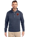 Chicago Bears Historic Cutter & Buck Mainsail Sweater-Knit Mens Big and Tall Half Zip Pullover Jacket Liberty Navy Heather Front Thumbnail Image