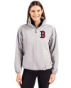 Boston Red Sox Cutter & Buck Charter Eco Recycled Womens Anorak Jacket Polished Medium Gray Front Thumbnail Image