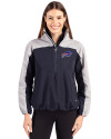 Buffalo Bills Cutter & Buck Charter Eco Recycled Womens Anorak Jacket Navy Blue/Polished Front Thumbnail Image