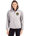 Milwaukee Brewers Cutter & Buck Charter Eco Recycled Womens Anorak Jacket Polished Medium Gray Front Thumbnail Image
