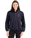 Los Angeles Angels Cutter & Buck Charter Eco Recycled Womens Anorak Jacket Navy Blue Front Thumbnail Image
