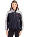 Los Angeles Angels Cutter & Buck Charter Eco Recycled Womens Anorak Jacket Navy Blue/Polished Front Thumbnail Image