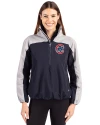 Chicago Cubs Cutter & Buck Charter Eco Recycled Womens Anorak Jacket Navy Blue/Polished Front Thumbnail Image