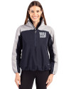 New York Giants Cutter & Buck Charter Recycled Packable Womens Half Zip Anorak Jacket Navy Blue/Polished Front Thumbnail Image
