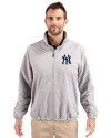 New York Yankees Cutter & Buck Charter Eco Knit Recycled Big & Tall Full-Zip Jacket Polished Medium Gray Front Thumbnail Image