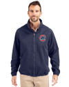 Chicago Cubs Cutter & Buck Charter Eco Knit Recycled Big & Tall Full-Zip Jacket Navy Blue Front Thumbnail Image
