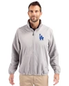 Los Angeles Dodgers Cutter & Buck Charter Eco Knit Recycled Big & Tall Full-Zip Jacket Polished Medium Gray Front Thumbnail Image