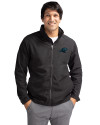 Carolina Panthers Cutter & Buck Charter Eco Knit Recycled Big & Tall Full-Zip Jacket Black Front Thumbnail Image
