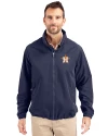 Houston Astros Cutter & Buck Charter Eco Knit Recycled Big & Tall Full-Zip Jacket Navy Blue Front Thumbnail Image