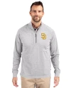 San Diego Padres Cutter & Buck Adapt Eco Knit Heather Mens Big & Tall Quarter Zip Pullover Polished Heather Front Thumbnail Image
