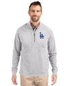 Los Angeles Dodgers Cutter & Buck Adapt Eco Knit Heather Mens Big & Tall Quarter Zip Pullover Polished Heather Front Thumbnail Image