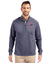 Chicago Cubs Cutter & Buck Adapt Eco Knit Heather Mens Big & Tall Quarter Zip Pullover Navy Blue Heather Front Thumbnail Image