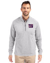 New York Giants Cutter & Buck Adapt Eco Knit Heather Mens Big & Tall Quarter Zip Pullover Polished Heather Front Thumbnail Image