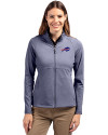 Buffalo Bills Cutter & Buck Adapt Eco Knit Heather Recycled Womens Full Zip Navy Blue Heather Front Thumbnail Image
