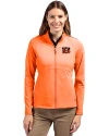 Cincinnati Bengals Cutter & Buck Adapt Eco Knit Heather Recycled Womens Full Zip College Orange Heather Front Thumbnail Image