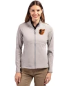 Baltimore Orioles Cutter & Buck Adapt Eco Knit Heather Recycled Womens Full Zip Polished Heather Front Thumbnail Image
