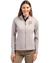 Pittsburgh Pirates Cutter & Buck Adapt Eco Knit Heather Recycled Womens Full Zip Polished Heather Front Thumbnail Image