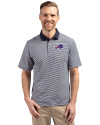Buffalo Bills Cutter & Buck Virtue Eco Pique Micro Stripe Recycled Mens Polo Navy Blue/White Front Thumbnail Image