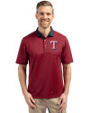 Texas Rangers Cutter & Buck Virtue Eco Pique Micro Stripe Recycled Mens Polo Red/Navy Blue Front Thumbnail Image