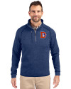 Denver Broncos Historic Cutter & Buck Mainsail Sweater-Knit Mens Half Zip Pullover Jacket Tour Blue Heather Front Thumbnail Image