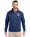 Denver Broncos Historic Cutter & Buck Mainsail Sweater-Knit Mens Half Zip Jacket Tour Blue Heather Front Thumbnail Image