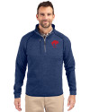 Buffalo Bills Historic Cutter & Buck Mainsail Sweater-Knit Mens Half Zip Jacket Tour Blue Heather Front Thumbnail Image