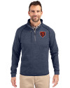 Chicago Bears Historic Cutter & Buck Mainsail Sweater-Knit Mens Half Zip Pullover Jacket Liberty Navy Heather Front Thumbnail Image