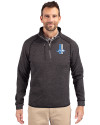 Detroit Lions Historic Cutter & Buck Mainsail Sweater-Knit Mens Half Zip Pullover Jacket Charcoal Heather Front Thumbnail Image